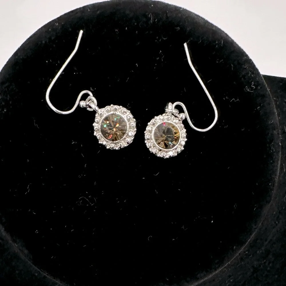 Cookie Lee Silver and Brown Toned Drop Earrings